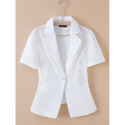 夏季女士修身薄款短袖蕾絲小西裝外套女大碼女裝氣質西服上衣披肩 夏季女士修身薄款短袖蕾絲小西裝外套女大碼女裝氣質西服上衣披肩