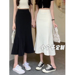 145小矮個子魚尾半身裙女夏季高腰顯瘦荷葉邊中長款包臀150xs小碼