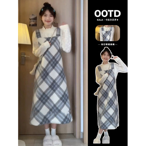 2025新款小個子法式背帶連衣裙子女秋冬季高級感搭配一整套裝長裙 2025新款小個子法式背帶連衣裙子女秋冬季高級感搭配一整套裝長裙