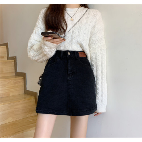 大碼胖妹妹黑色牛仔半身裙女夏季新款高腰顯瘦a字甜辣包臀短裙子 大碼胖妹妹黑色牛仔半身裙女夏季新款高腰顯瘦a字甜辣包臀短裙子