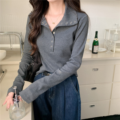 大碼女裝針織長袖T恤女秋季穿搭高級感胖MM法式顯瘦上衣洋氣遮肉