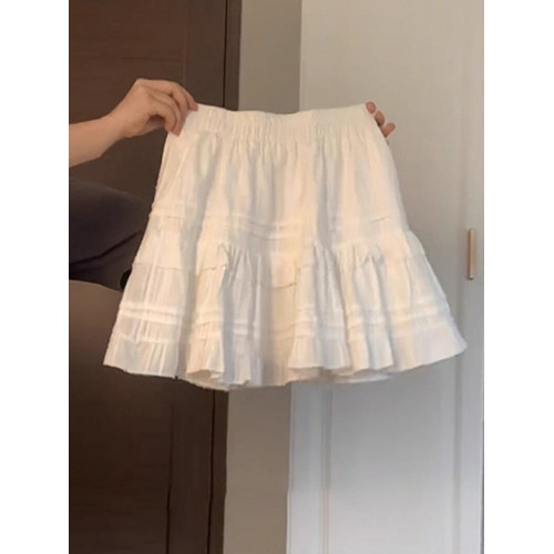 白色蛋糕裙半身裙女夏季小白裙子防走光高腰顯瘦a字短裙子蓬蓬裙