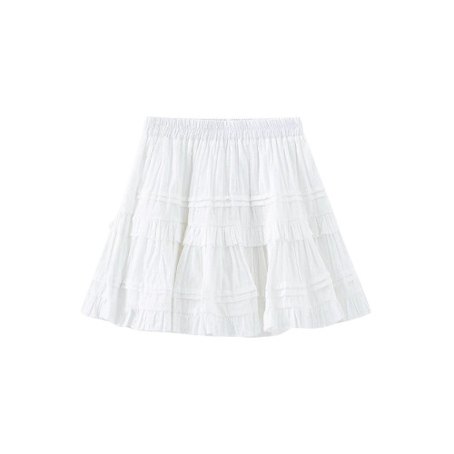 白色蛋糕裙半身裙女夏季小白裙子防走光高腰顯瘦a字短裙子蓬蓬裙