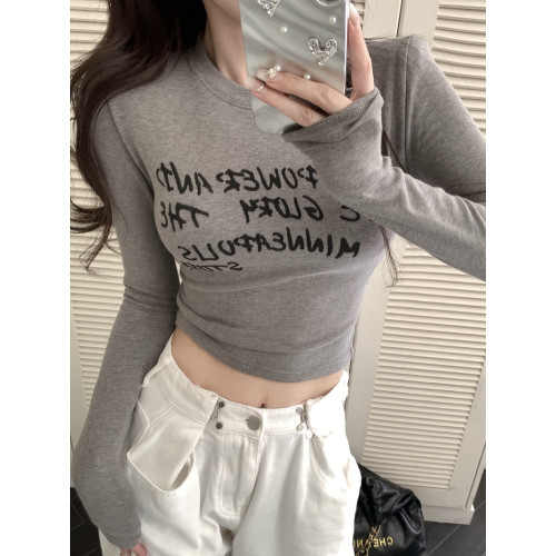 爆款2025打底衫秋冬女內搭春秋純欲辣妹短款墊肩上衣緊身長袖t恤 爆款2025打底衫秋冬女內搭春秋純欲辣妹短款墊肩上衣緊身長袖t恤