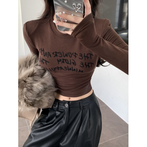 爆款2025打底衫秋冬女內搭春秋純欲辣妹短款墊肩上衣緊身長袖t恤 爆款2025打底衫秋冬女內搭春秋純欲辣妹短款墊肩上衣緊身長袖t恤