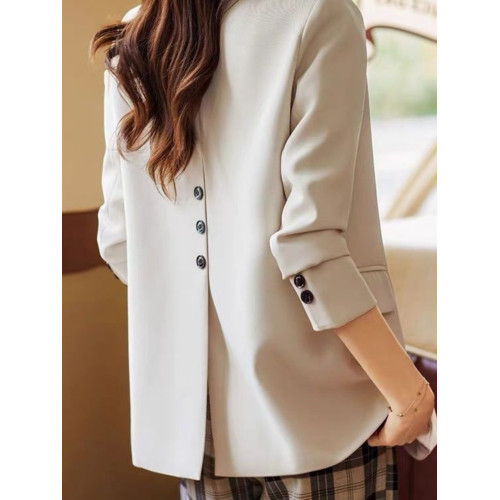 原單後開叉米白色西裝外套女2024春秋新款小個子流行西服上衣 原單後開叉米白色西裝外套女2024春秋新款小個子流行西服上衣