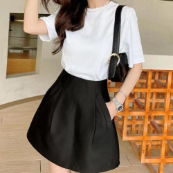 網紅新款赫本風網紅氣質高腰a字裙半身裙