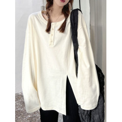 胖MM特大碼2-300斤開叉不規則長袖T恤女春秋薄款寬松顯瘦百搭上衣