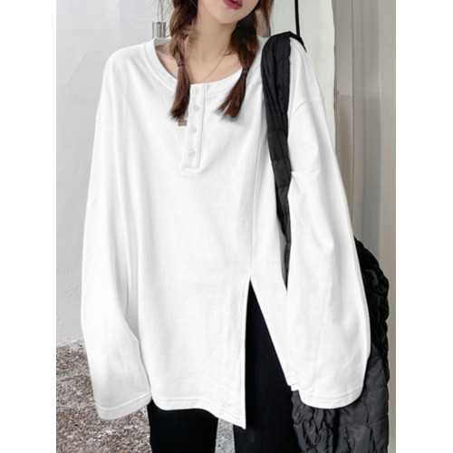 胖MM特大碼2-300斤開叉不規則長袖T恤女春秋薄款寬松顯瘦百搭上衣 胖MM特大碼2-300斤開叉不規則長袖T恤女春秋薄款寬松顯瘦百搭上衣