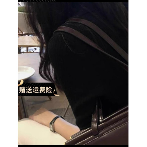 polo黑色針織正肩短袖t恤女夏季2025新款設計感小衆內搭修身上衣