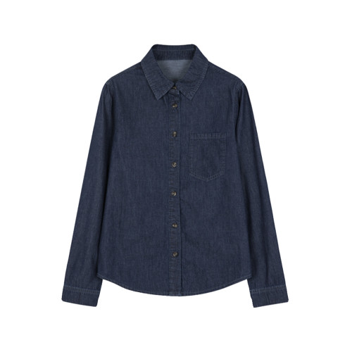 沫晗依美復古水洗牛仔襯衣薄外套2025秋季新款襯衫氣質女士上衣