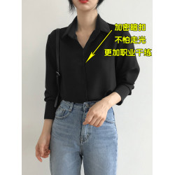 秋冬長袖黑色襯衫女200斤胖MM大碼OL工作服修身顯瘦職業正裝襯衣