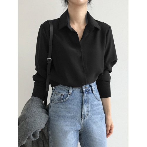 秋冬長袖黑色襯衫女200斤胖MM大碼OL工作服修身顯瘦職業正裝襯衣