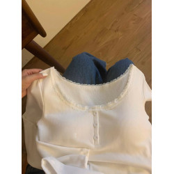 蕾絲方領德絨打底衫女秋冬內搭短款小衫修身顯瘦上衣加絨保暖T恤