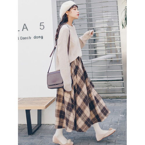 毛呢半裙格子半身裙秋冬格子裙半身高腰a字裙秋季半身長裙冬季裙 毛呢半裙格子半身裙秋冬格子裙半身高腰a字裙秋季半身長裙冬季裙