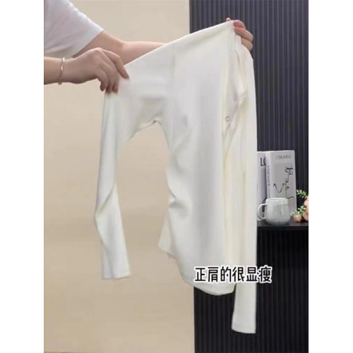 純棉v領正肩長袖t恤打底衫女2025秋季新款大碼微胖mm遮肚內搭上衣