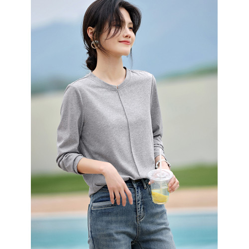 XWI訢未白色長袖T恤女2025年秋季新款休閒簡約氣質百搭內搭上衣