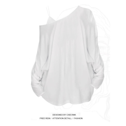 大碼胖妹妹純欲風露肩長袖防曬T恤女夏季薄款蝙蝠袖寬松罩衫上衣