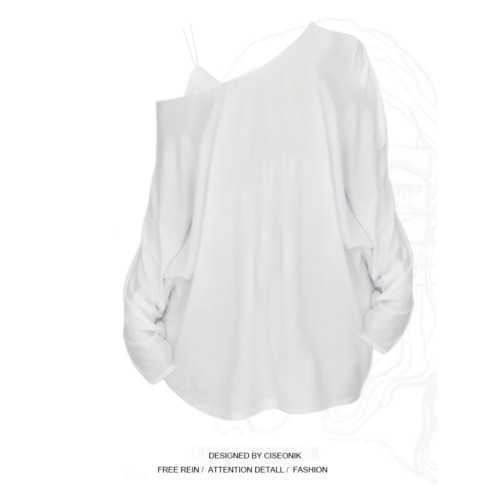 大碼胖妹妹純欲風露肩長袖防曬T恤女夏季薄款蝙蝠袖寬松罩衫上衣