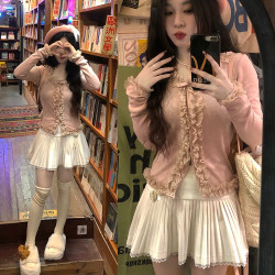 【ALITTLE 亂糟糟】聖誕格蝴蝶結蕾絲花邊格子百褶裙秋冬百搭