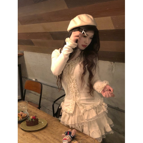 【ALITTLE 亂糟糟】聖誕格蝴蝶結蕾絲花邊格子百褶裙秋冬百搭