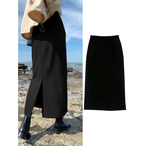 黑色羅馬棉中長款一步裙寬松休閒裙女2025高腰顯瘦開叉裙包臀長裙 黑色羅馬棉中長款一步裙寬松休閒裙女2025高腰顯瘦開叉裙包臀長裙