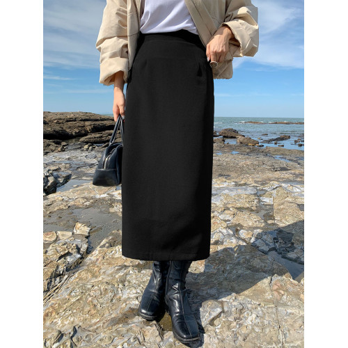 黑色羅馬棉中長款一步裙寬松休閒裙女2025高腰顯瘦開叉裙包臀長裙 黑色羅馬棉中長款一步裙寬松休閒裙女2025高腰顯瘦開叉裙包臀長裙