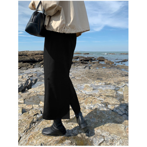 黑色羅馬棉中長款一步裙寬松休閒裙女2025高腰顯瘦開叉裙包臀長裙 黑色羅馬棉中長款一步裙寬松休閒裙女2025高腰顯瘦開叉裙包臀長裙