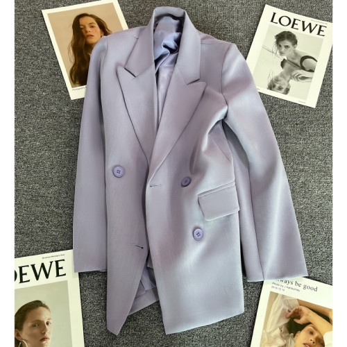 香芋紫西裝外套女2025年春秋新款設計感時尚百搭雙排釦小衆西服潮 香芋紫西裝外套女2025年春秋新款設計感時尚百搭雙排釦小衆西服潮