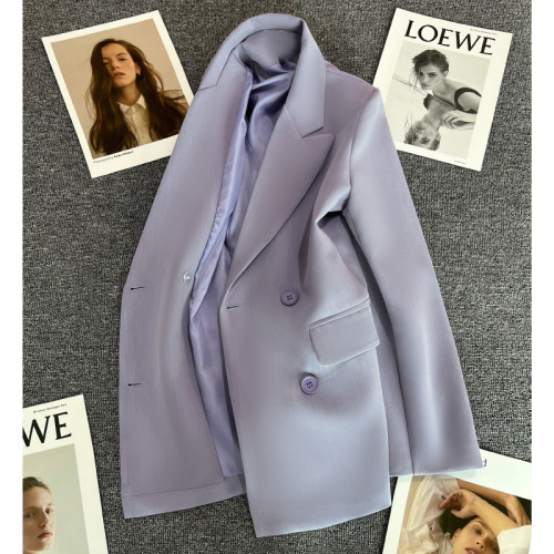 香芋紫西裝外套女2025年春秋新款設計感時尚百搭雙排釦小衆西服潮 香芋紫西裝外套女2025年春秋新款設計感時尚百搭雙排釦小衆西服潮