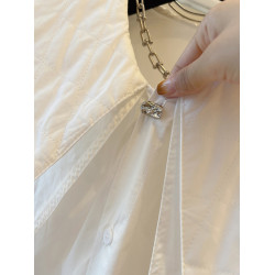 春秋雙層大翻領白色襯衫女2025年新款設計感氣質長袖寬松休閒上衣