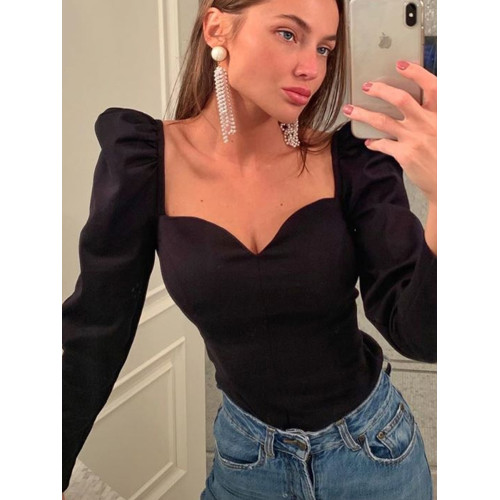 instahot 歐美宮廷風長袖修身顯瘦T恤2025秋季新款設計感氣質上衣