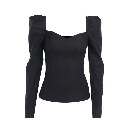 instahot 歐美宮廷風長袖修身顯瘦T恤2025秋季新款設計感氣質上衣