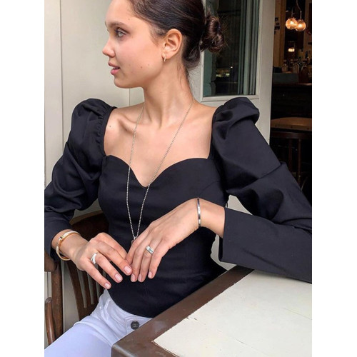 instahot 歐美宮廷風長袖修身顯瘦T恤2025秋季新款設計感氣質上衣