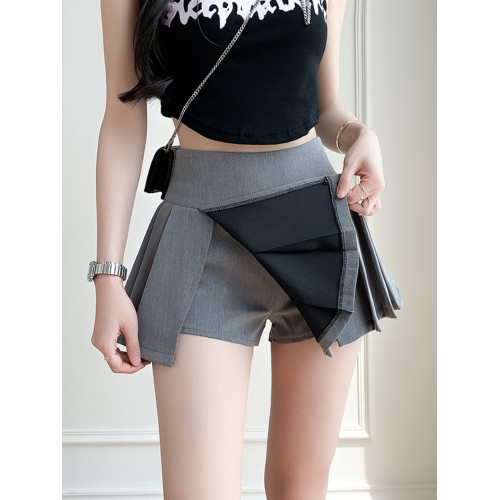 黑色裙子女夏季性感辣妹防走光超短裙高腰A字裙開叉百褶裙半身裙 黑色裙子女夏季性感辣妹防走光超短裙高腰A字裙開叉百褶裙半身裙