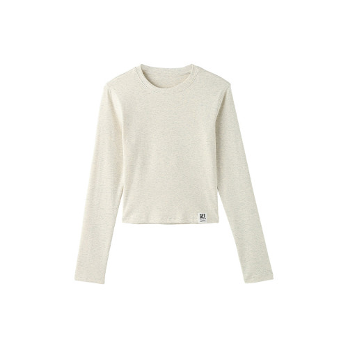 宋正恩短款打底衫女秋季新款內搭純棉修身磨毛正肩長袖t恤女上衣