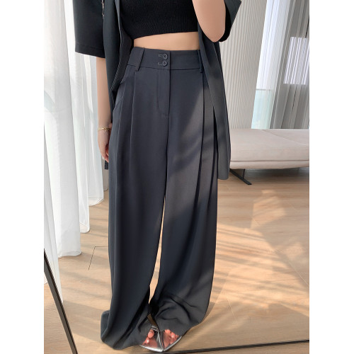 薄款黑色西裝外套女2025夏新款時尚氣質高級感顯瘦濶腿褲西服套裝 薄款黑色西裝外套女2025夏新款時尚氣質高級感顯瘦濶腿褲西服套裝