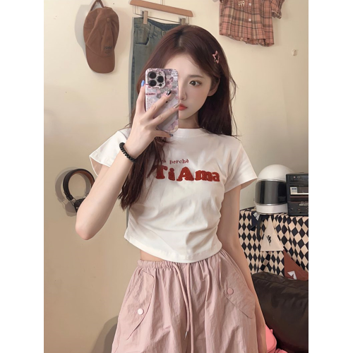 不規則正肩短袖T恤女夏季甜酷辣妹短款修身高腰顯瘦甜辣jazz上衣 不規則正肩短袖T恤女夏季甜酷辣妹短款修身高腰顯瘦甜辣jazz上衣