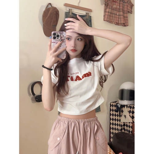 不規則正肩短袖T恤女夏季甜酷辣妹短款修身高腰顯瘦甜辣jazz上衣 不規則正肩短袖T恤女夏季甜酷辣妹短款修身高腰顯瘦甜辣jazz上衣