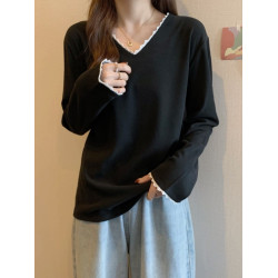 300斤大碼女裝德絨加絨V領遮肚打底衫女胖mm上衣秋冬新款長袖T恤