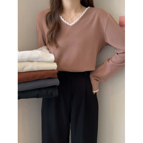 300斤大碼女裝德絨加絨V領遮肚打底衫女胖mm上衣秋冬新款長袖T恤 300斤大碼女裝德絨加絨V領遮肚打底衫女胖mm上衣秋冬新款長袖T恤