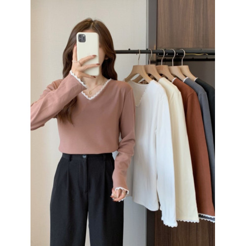 300斤大碼女裝德絨加絨V領遮肚打底衫女胖mm上衣秋冬新款長袖T恤 300斤大碼女裝德絨加絨V領遮肚打底衫女胖mm上衣秋冬新款長袖T恤