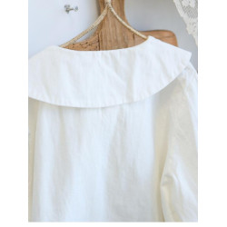 日系森女系娃娃領大碼300斤蝴蝶結長袖襯衫女秋冬內搭寬鬆打底衫