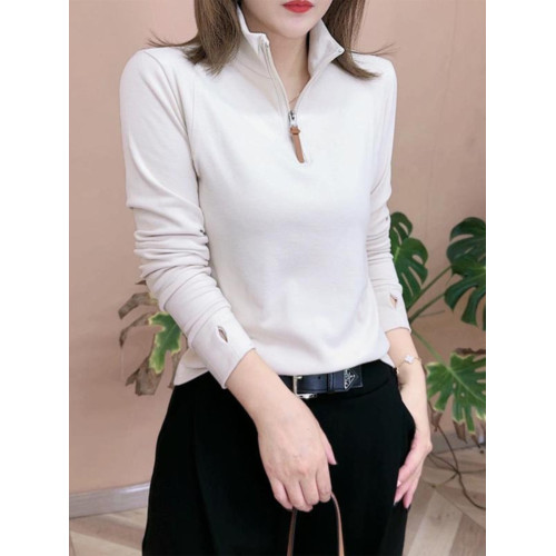 2025秋冬季新品時尚雙面德絨打底衫長袖T恤純色立領女士減齡上衣 2025秋冬季新品時尚雙面德絨打底衫長袖T恤純色立領女士減齡上衣