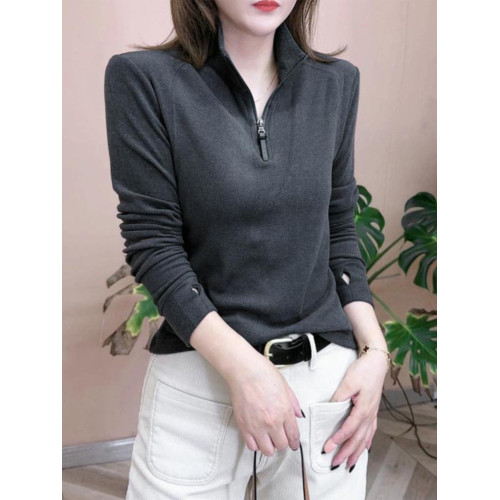 2025秋冬季新品時尚雙面德絨打底衫長袖T恤純色立領女士減齡上衣 2025秋冬季新品時尚雙面德絨打底衫長袖T恤純色立領女士減齡上衣