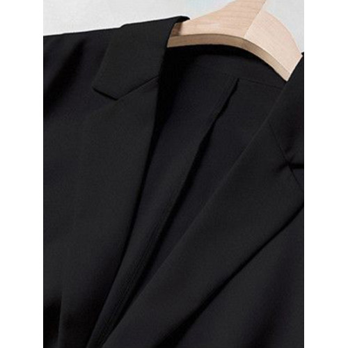 黑色輕熟西裝外套女夏秋薄大碼洋氣炸街西服開衫慵懶寬松顯瘦上衣 黑色輕熟西裝外套女夏秋薄大碼洋氣炸街西服開衫慵懶寬松顯瘦上衣