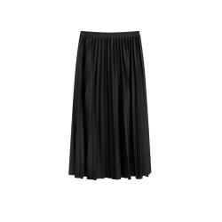 百搭氣質黑色百褶裙女半身裙中長款高腰2025秋冬新松緊腰a字裙子