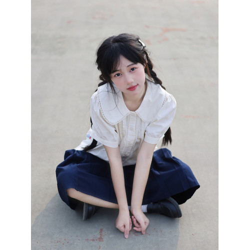 襯衫女夏裝娃娃領泡泡袖設計感小衆甜美超仙春日寬鬆上衣純棉襯衣