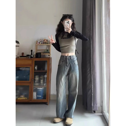 美式辣妹插肩長袖t恤女秋季秋冬修身緊身高腰內搭打底衫短款上衣