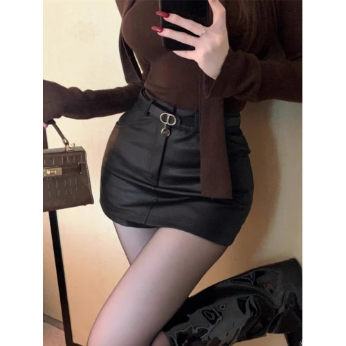 黑色pu皮裙半身裙女秋冬防走光裙褲辣妹高腰性感緊身包臀裙子短裙 黑色pu皮裙半身裙女秋冬防走光裙褲辣妹高腰性感緊身包臀裙子短裙